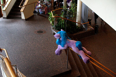 Plushies of this size were hanging out on the railings ore than I remember from last year.